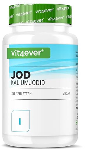 Jod 400µg - 365 Tabletten aus Kaliumjodid - Kalium Jodid für 1 Jahresvorrat - Ohne unerwünschte Zusätze - Hochdosiert - Vegan (365 Tabletten)