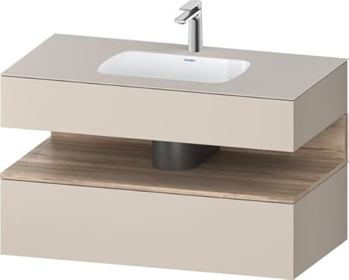 Duravit Qatego lavabo encastrado con base de lavabo consola, 1000x550x600mm, nicho roble jaspeado, QA4786055, Color: Topo
