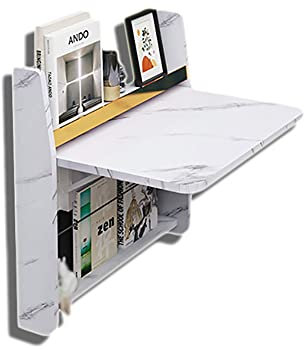 DOCOXA Escritorio de Mesa de Pared Escritorio Plegable Flotante de Pared con estantería, Escritorio de Madera de Tablero Multicapa para el hogar, la Oficina, el Estudio, la Sala de Estar, Soporte e