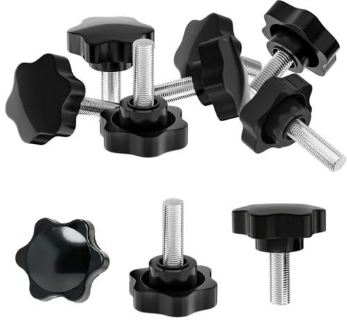 Sctmda Vis de Serrage M8x20 mm - 12 Pièces Bouton Moleté à Filetage avec Tête en Plastique - Poignée Étoilée Noir pour Machine