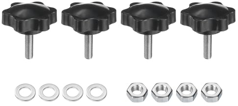 QUARKZMAN 4 Stück Rändelschraube Sterngriffmutter M6 x 20mm Metrisch 304 Edelstahl männliches Gewinde 38mm Rändelmutter 6-Stern Kunststoff Gewindestift Handknöpfe Griffe Daumenschrauben