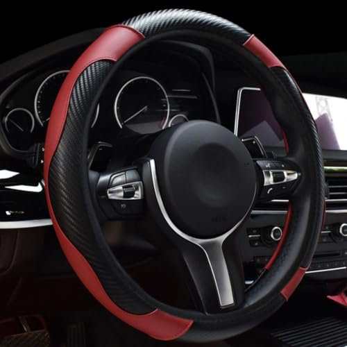 Auto Lenkradbezug für Mercedes Benz E Class 2019-2024, Leder Lenkradschutz Lenkradhülle Atmungsaktive Lenkradhüllen Lenkrad Abdeckung Innenraum Zubehör,A/Red