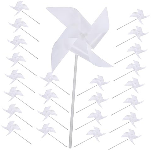 ADOCARN 24piezas Molino De Viento Blanco DIY Molinetes De Plástico Sin Terminar Molinetes para Pintar Manualidades De Fiesta y Proyectos De Arte De Grafiti