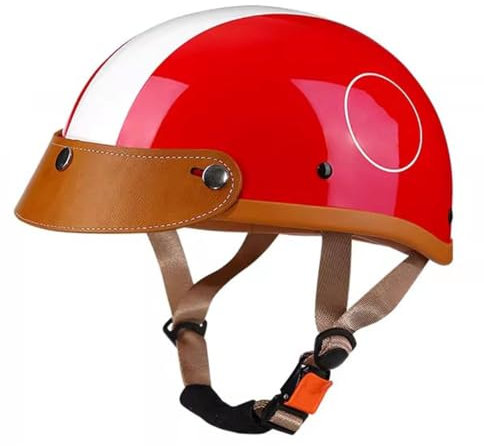 Caschi Jet E Demi-Jet Moto Stile Vintage Caschi Cromwell Omologato ECEDOT Mezzo Casco Da Motociclista Per Uomini Donne Con Tesa Rimovibile Casco Scodella Per Scooter Cruiser 11,XL:61-62CM