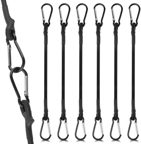 6 Pezzi Corda Elastica con Moschettone 30CM Corde Elastiche con Gancio Elastici con Ganci Cinghie Sicurezza Elastic per Teloni Portapacchii Auto Bici tende da sole giardino bicicletta carico