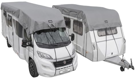Campout Toiture pour Caravane et Camping-Car 5 x 3 m – Protection de Toit – Housse pour Caravane – Respirante 3 Couches SFS Non-tissé PP 160g/m² – 11 Sangles en polypropylène – S