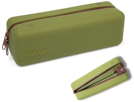Visfresh engångs daglig kontaktlins fodral organisatör, resevänlig, premiumkvalitet, vattentåligt silikonfodral med tydligt märkt R & L, förvaring upp till 30 linser, Olivgrön, S, Linsfodral