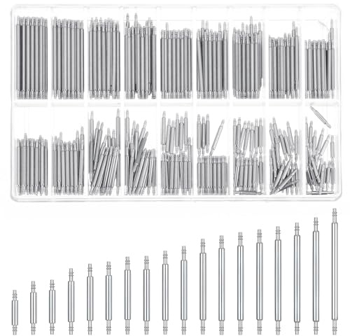Bruislard 360 Stück Edelstahl Uhrenarmband Link Pins Uhrenarmband Stifte Federstege Werkzeug Uhren Federstegwerkzeug Set Federstifte Uhrenarm Band Federstege Uhr Entferner Repair Tool Set (8-25 mm)