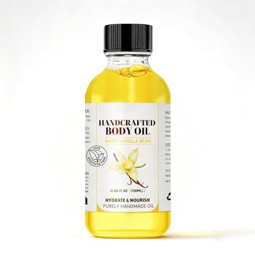 Vanilla Body Oil für zarte Haut | Pflegendes Körperöl mit Vanille-Duft | Beruhigendes Bio-Öl für tägliche Pflege | 120ml Glasflasche | Vegan & Handmade