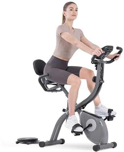 GartistGo 3-IN-1 Cyclette con APP, cyclette pieghevole per Indoor Cycling con Twisting-Waist-Disc, display digitale e resistenza magnetica a 10 livelli