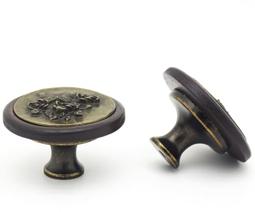 SLHEQING Möbelknöpfe, 2 Stück Schrankknöpfe Vintage Schrankgriffe Runde Möbelgriffe, 50mm Antik Schubladenknöpfe für Schränke Kommoden Möbel Kleiderschrank Küchenschränke Tür (Vintage Bronze)