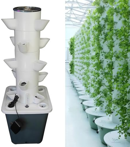 Gvqng Jardinera Vertical, Kit De Torre para Sistema De Cultivo HidropóNico, Kit De Sistema De Cultivo para JardineríA De Interior, JardíN HidropóNico De Torre, para Hierbas,5 Layer 15 Holes