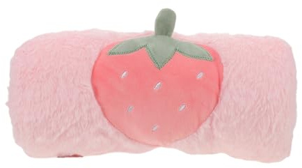 DIYEAH Weicher und Wärmender Handwärmer Ärmel aus Polyester in Rosa mit Niedlicher Erdbeerform für Büro und Reisen für Kalte Wintertage
