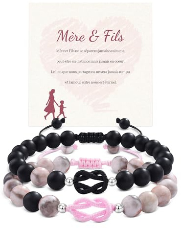 Seyaa Idee Cadeau Maman Fils Bracelets Pierre Naturelle Mère Fils 2PCS