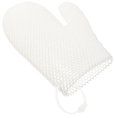 DEARMAMY Honeycomb Bath Exfoliating Gloves for Men and Women, White Body Scrubber Shower Mitts 24.6×11.2cm, Deep Cleaning Exfoliating Shower Gloves for Smooth Skin
