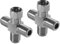 Poppstar 2X Sat TV Coax Verteiler Kreuz-Stück (3X F-Buchse auf 1x F-Stecker (6 Kant Mutter)) Antennen Splitter Adapter für Koaxialkabel, Antennenkabel, silbern