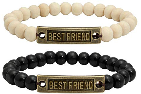 MILAKOO 2 Pieces Inspirational Friendship Bracelets - Best Friends Distance Wooden Bracelets