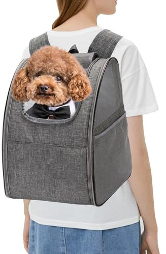 PETCUTE Katzenrucksack Hunderucksack Katzentrage Rucksack Transportbox für kleine Hunde Haustiertragetasche Herausnehmbare Vliesmatte für Wanderungen im Freien