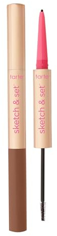 tarte big ego sketch & set brow pencil & tinted gel –2-in-1 Precision Waterproof Eyebrow Pencil & Gel to Shape, Thicker-looking Brows, Vegan & Cruelty-Free, full size, medium brown