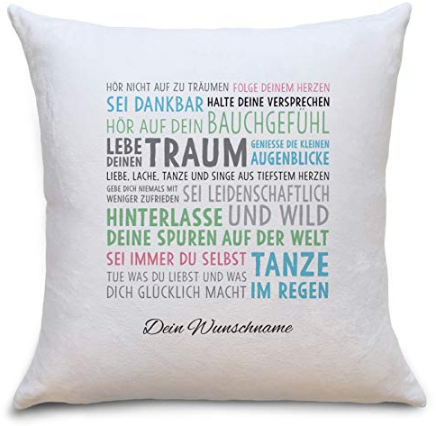 OWLBOOK® Lebe Deinen Traum | personalisierte Geschenke zur Konfirmation Jugendweihe Kommunion Firmung 18. Geburtstag Einschulung Abitur Kinder | Kissenhülle Polster