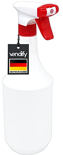 vendify® Sprühflasche 1 Liter / 1000 ml mit Schaum Düse - Leer ohne Label - Premium Qualität - 1l groß nachfüllbar Spray Bottle Fein Zerstäuber für Reinigungsmittel