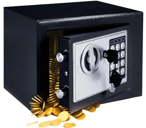 4.6L Digital Steel Safe Box Electronic Security Home Office Money Cash Safety Box 2 Emergency Keys Fireproof Safe for Money Document Jewelry (Black)