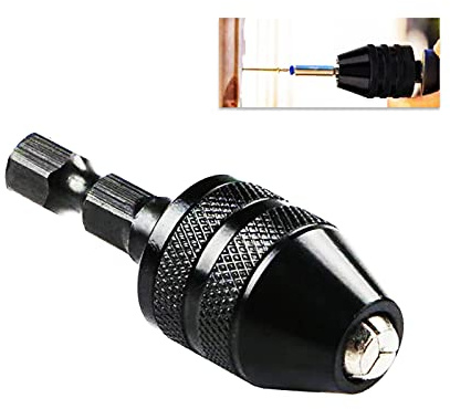 Keyless Drill Chuck Adapter 0.3-3.6mm Quick Change 1/4” Hex Shank Drill Bits Chuck for Micro Drill Bit Drill Chuck Adapter Conversion Tool