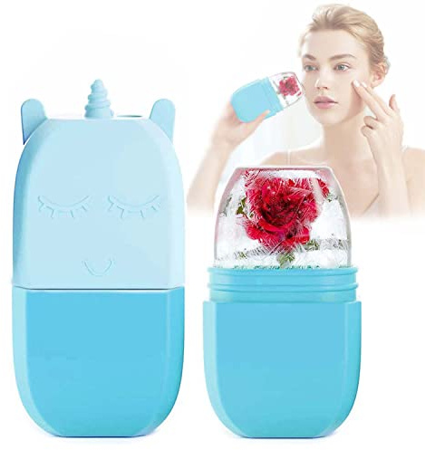 WUBAYI Ice Face Roller, Reusable Silicone Mould Facial Massage Eye Beauty Skin Care Tool For Pore Shrinkage Anti-Wrinkle Decongesting Puffiness Improving Skin Elasticity, Striped Patterns
