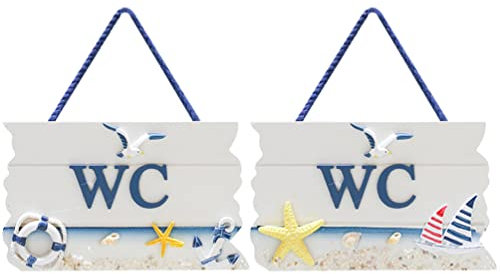 Yardwe 2stücke Toilettenschild Für Waschräume Wc-Schild Im Mediterranen Stil Toilettenschild-wegweiser Für Unternehmen Und Öffentliche Toiletten Badezimmerschild-Dekoration Toiletten-hinw