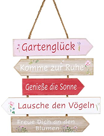 Hängeschild aus Holz (MDF) Gartenglück - Wegweiser durch Ihr Gartenglück