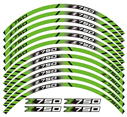 ROANNY Felgenband Motorrad Vorder- Und Hinterreifen Felge Reflektierende Aufkleber wasserdichte Aufkleber Zubehör Logo Für Kawasaki Z750 Z750 (Color : Green)