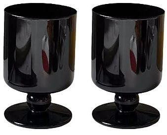 PEKJI Kreatives Weinglas, schwarzes Glas, Cocktailbecher, Kaffeebecher, runder Bierkrug mit Stiel, 280 ml