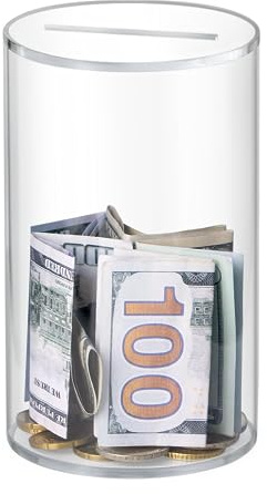 Hicocool Clear Piggy Bank, Acrylic Piggy Bank for Adults Must Break to Open, Unopenable Money Saving Box for Boys Girls Birthday Gift (6 H x 3.54 D)