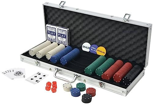 Homgoday Poker Set mit 500 Chips Aluminium, Möbel für Haus Innen Außen Wohnzimmer Schlafzimmer C