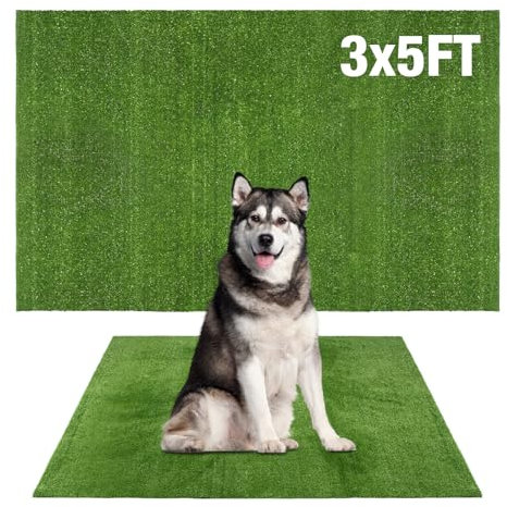GLOBREEN Artificial Grass for Dogs Potty, 3FTx5FT Puppy Grass Pee Pad, Indoor Outdoor Pets Turf Fake Grass Rug for Balcony Patio