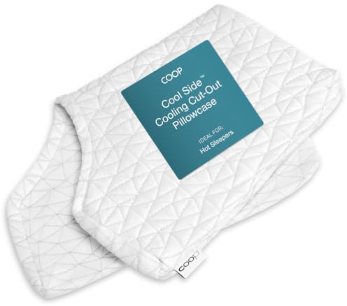 Coop Home Goods Cool Side Cut-Out Pillowcase, Queen Size Cooling Pillow Case for Hot Sleepers, Cut-Out Shape, Two-Sided Pillow Covers, Cozy Side & Cool Side, Ultra Soft Lulltra Cool Technology