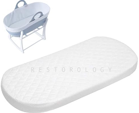 Restorology Ovale Matratze für Babykörbchen, doppelseitig, hypoallergen, passend für Tommee Tippee Sleepee, Mamas & Papas, abnehmbarer Bezug (74 x 28 x 4 cm)