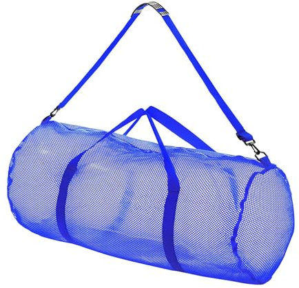 QRONCES Netz-Tauchtasche, faltbar, groß, Strandtasche, Handtasche mit Reißverschluss, Tauch- und Schnorchelausrüstung und Ausrüstungstasche, Übergröße, Sporttasche