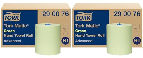 Tork Matic grünes Rollenhandtuch Advanced 290076 - H1 Papierhandtücher für Rollenhandtuchspender, saugfähig und reißfest, 2-lagig, grün - 6 Rollen x 150 m (Packung mit 2)