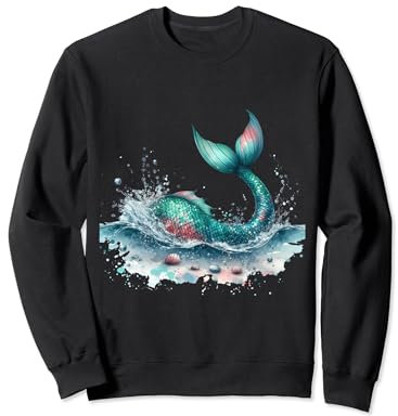 Meerjungfrau Ocean Splash Regenbogen Schwanz Meer Meerjungfrauen Flosse Sweatshirt