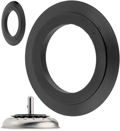 Ersatz Dichtungen für Siebkörbchen, 2 Stück, in Schwarz, aus Gummi, Spüle Siebkorb Dichtring mit Ø 54,5 mm außen, Ø 32,8 mm innen, 4,8 mm Dicke, Zubehör für Küchenspüle, Siebkorbdichtung Spülbecken