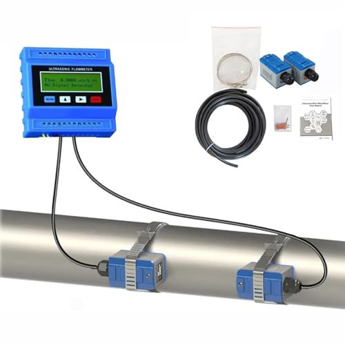 GYQSSD TUF-2000M Digital Liquid Ultrasonic Flowmeter, Liquid Water Flow Control Meter with Clamp-on Small Transducer, Handheld Water Flowmeter Tester for Copper/PVC Pipe,DN50-DN700mm