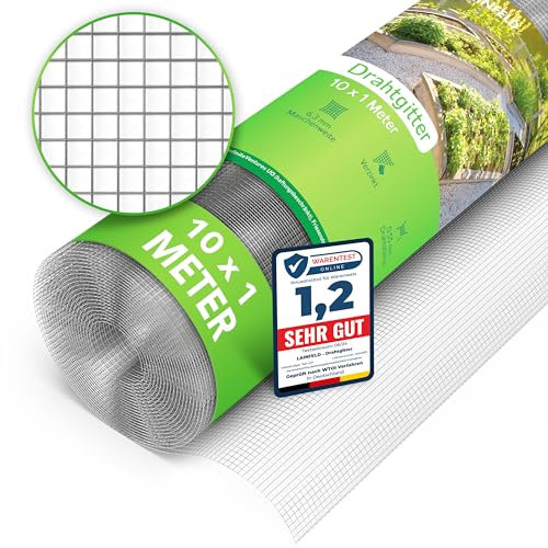 LAINFELD Griglia metallica a maglia fine, 10 x 1 m, per aiuole rialzate con maglie di 6,3 mm, per lepre e voliera