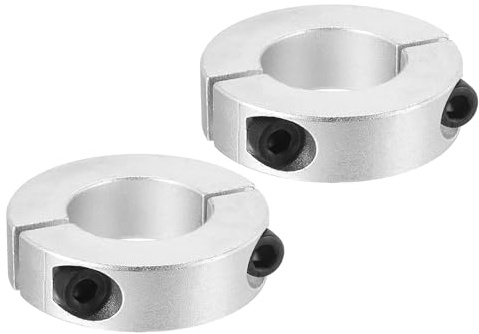 PATIKIL Geteilte Stellringe 30mm Langweilige 50mm OD 15mm Dicke, 2er-Pack Aluminiumlegierung Tiefenanschlagringe Klemm mit Gewindestift für die Maschinenbauindustrie, Silber