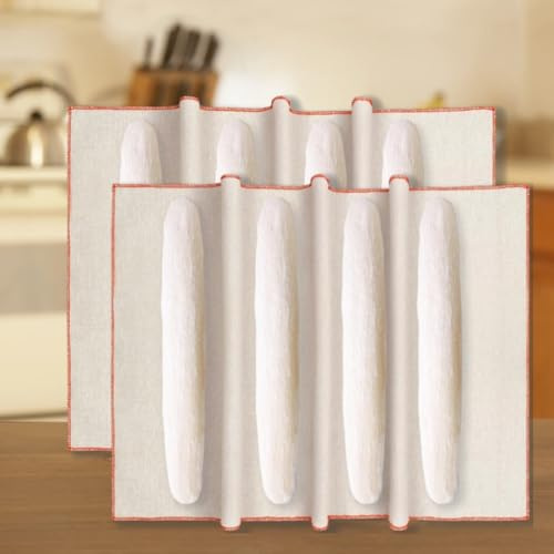 Voarge 2 Stück Bäckerleinen Teigtuch Professionelles Gärtuch zum Backen Brot,Leinentuch für Teig Gärung 45 * 77cm