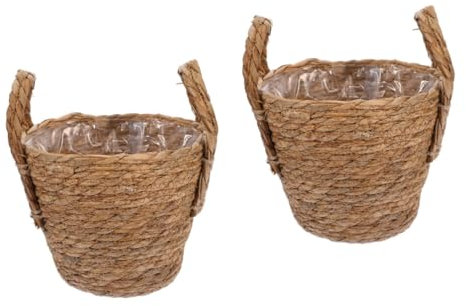 SEWOART 2 Piezas Maceta De Macetas Grandes para Interior Cestas De Mimbre para Plantas Florero Rústico Plantas De Interior Artificiales Blumentopf Bruto Khaki Algas De Calidad