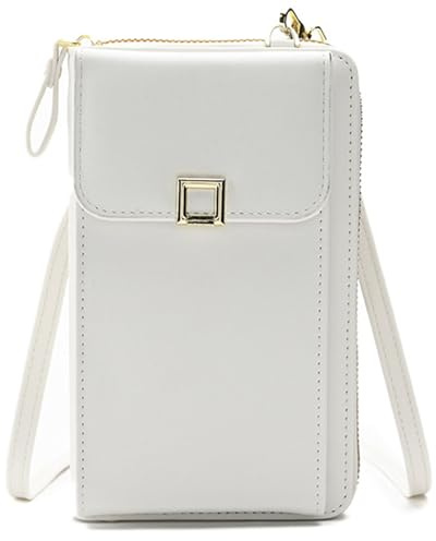 Amasawa Telephone Avec Fente Pour Carte Et Bandoulière Réglable Sac Telephone Pochette Portable Mini Sac à Bandoulière Avec Sangles Pochette Telephone Sac à Bandoulière Pour Femme(Blanc)