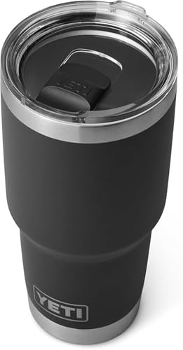 YETI Rambler 30 oz (887 ml) Tumbler with Removable Magslider Lid, Stainless Steel Vacuum Insulated Coffee Cup, Black