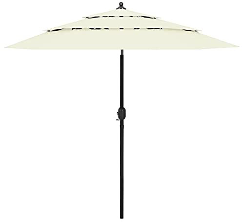 Xichuzi Sombrilla de 3 Niveles con Poste, Parasol Terraza, Sombrilla Terraza Exterior, Sombrilla Playa, Parasol Exterior, Sombrilla De Patio, de Aluminio Arena 2,5 m