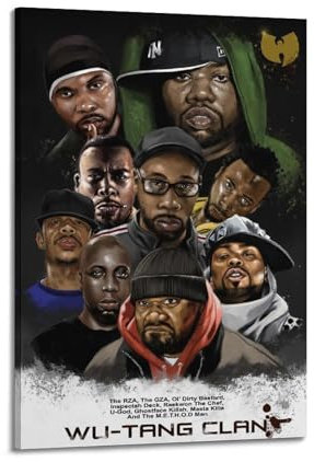 Wu-Tang Clan Print Album Cover Autografato Limited, Poster con copertina musicale, Pop Hip Hop Rap Singer Star Music Poster estetico su tela per ragazze e ragazzi ragazzi dormitorio Decor 30 x 45 cm